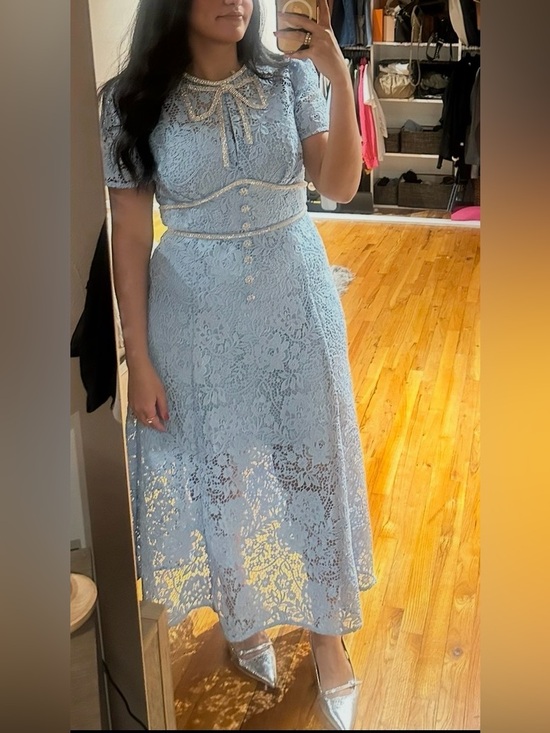 Self-Portrait Dresses & Skirts - Self-Portrait Powder Blue Floral Lace Midi Dress